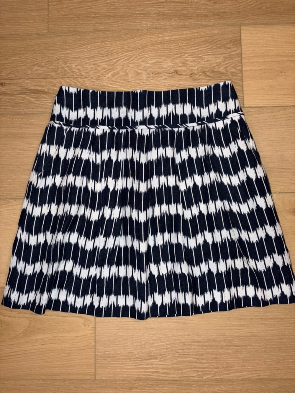 LOFT Navy and White Ikat-Stripe Mini Skirt